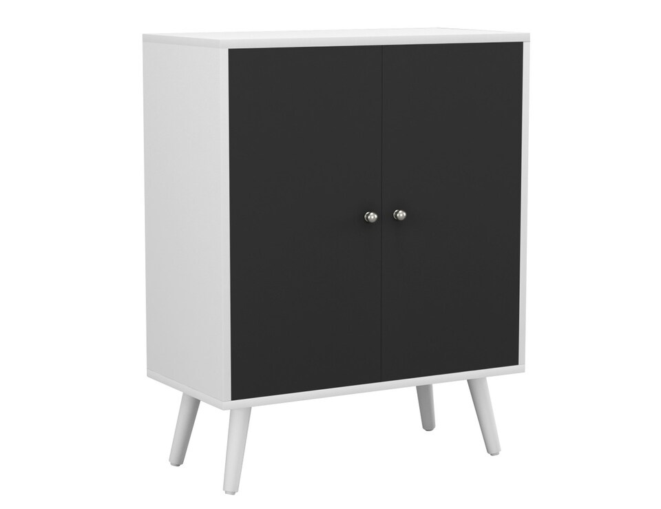 image 1 of White 2-Tier 2-Door Wooden Cabinet With Legs | White | White | 0 x 0 x 0 | 1