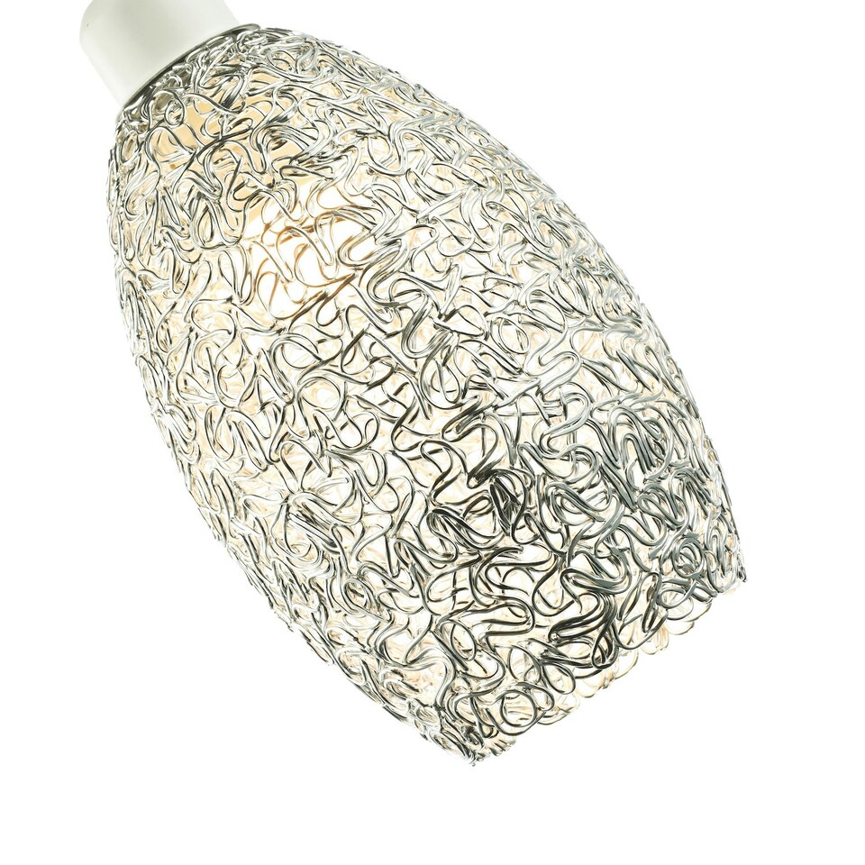 image 1 of Industrial and Contemporary Twisted Wire Mesh Metal Light Shade in Shiny Silver