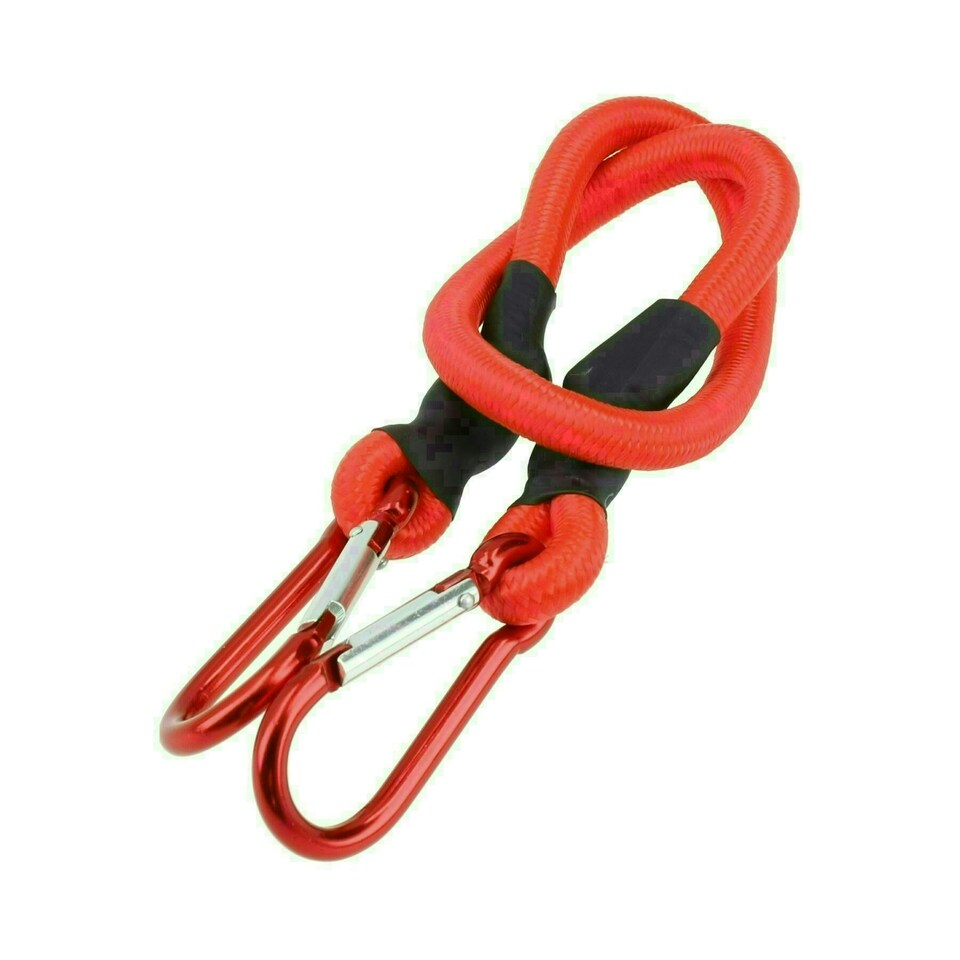 image 1 of 24" 60cm Bungee Rope with Carabiner Clips Cords Elastic Tie Down Fasteners x 10