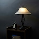 image 1 of ValueLights Memphis Pair of - Satin Black Barley Twist Table Lamps with Frosted Alabaster Shade and LED Bulb