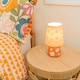 image 2 of ValueLights Hanya Plated Orange Table Lamp with Orange Shade and Globe LED 3W Cool White 2700K Bulb