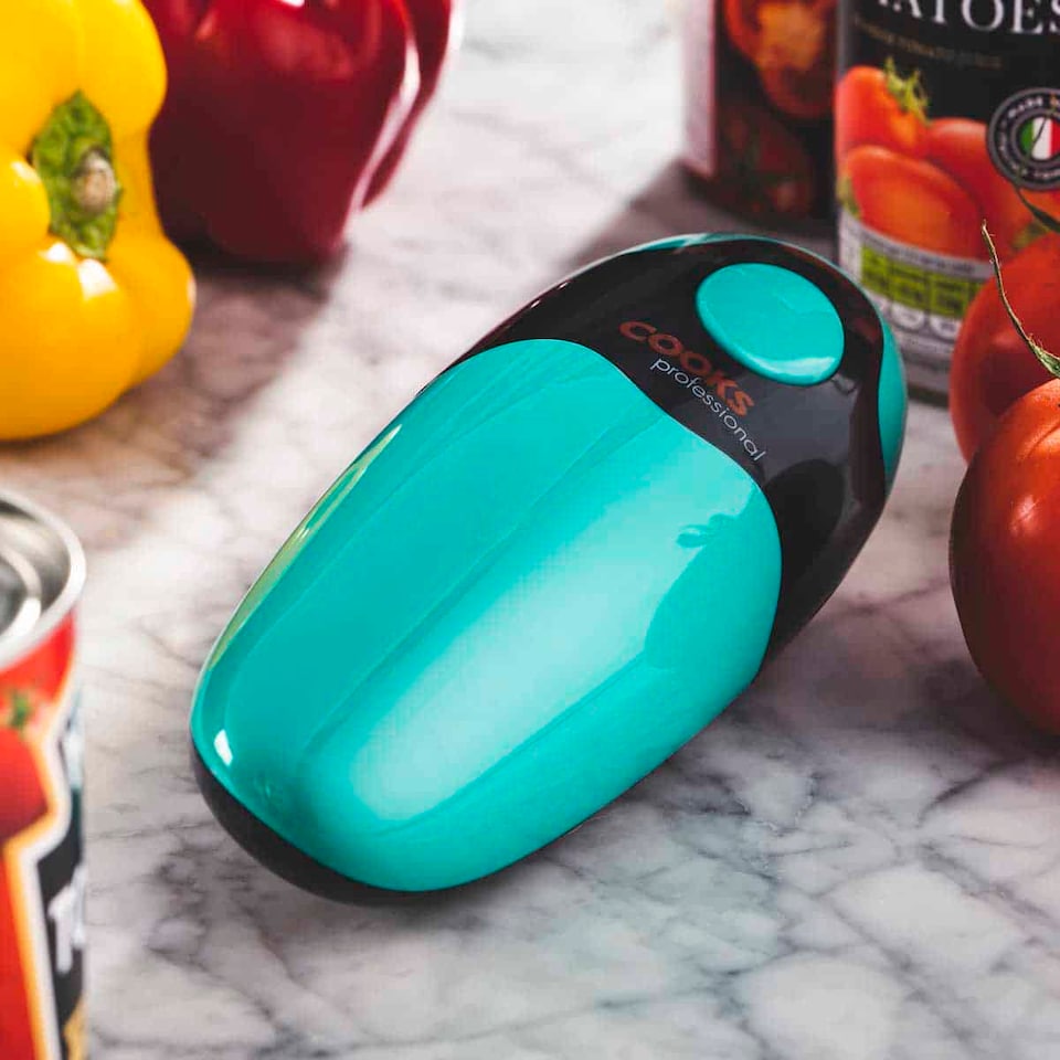 image 1 of Cooks Professional Automatic Can Opener with Simple One Touch Operation | Blue | Teal & Black