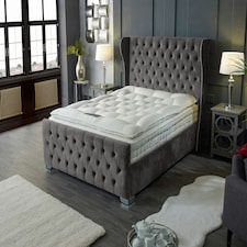 Colleen Plush Silver King Bed Frame - Silver