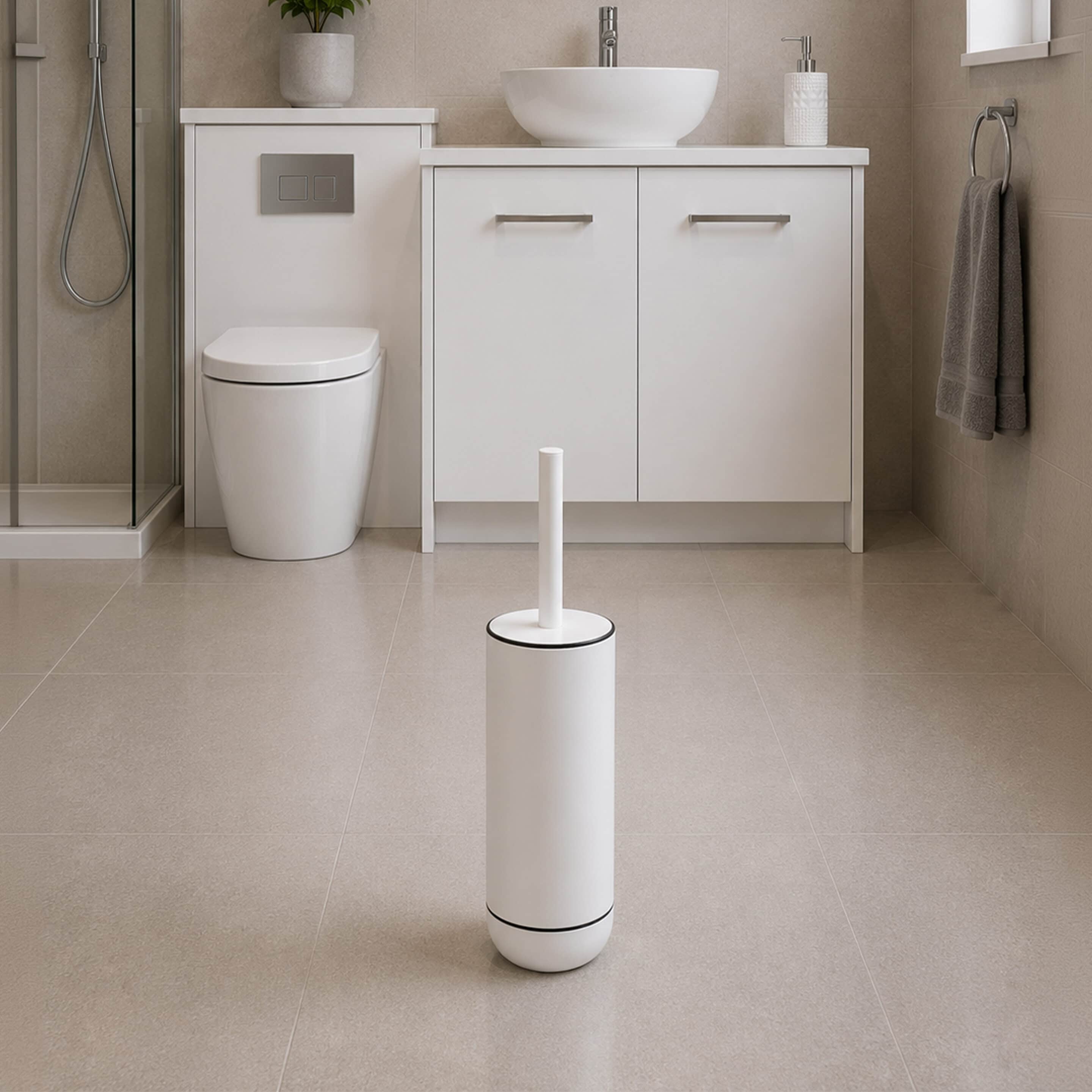 Showerdrape Lantra Heavyweight Fully Lined Toilet Brush & Holder in White