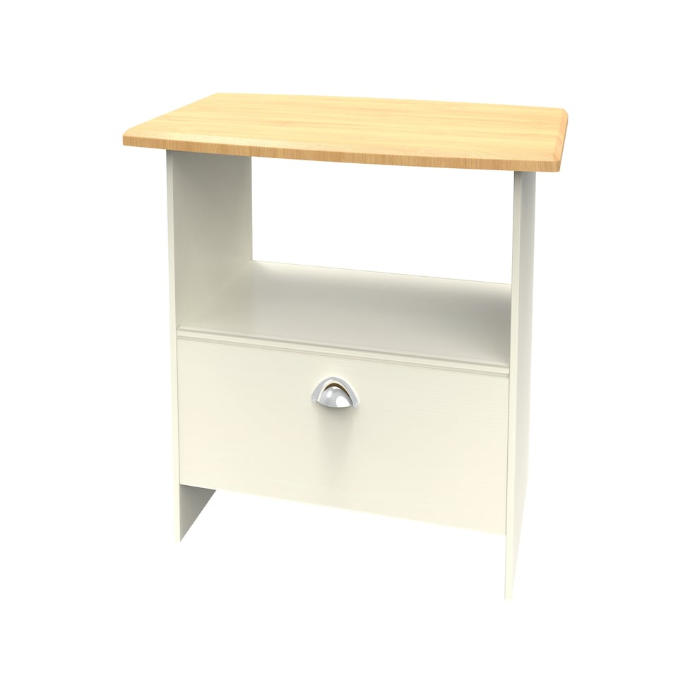 image 1 of Albert Bottom Drawer Coffee Table in Cream Ash & Riviera Oak (Ready Assembled) | Cream | Cream Ash & Riviera Oak