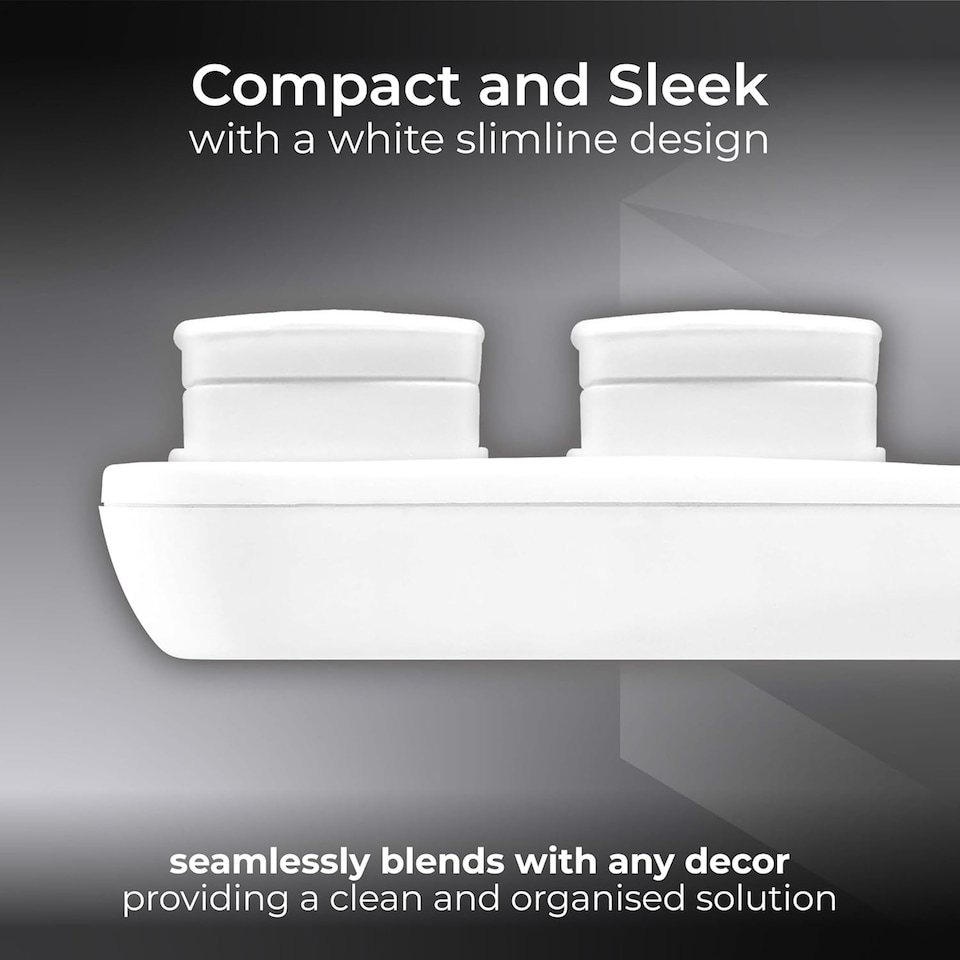 image 1 of Masterplug 4 Socket Extension Lead 2 Metre Cable Power Strip Wall Mountable Electrical Extension White