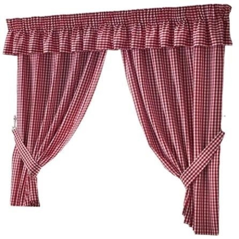 image 1 of Gingham Kitchen Curtains - Red - 117cm x122cm