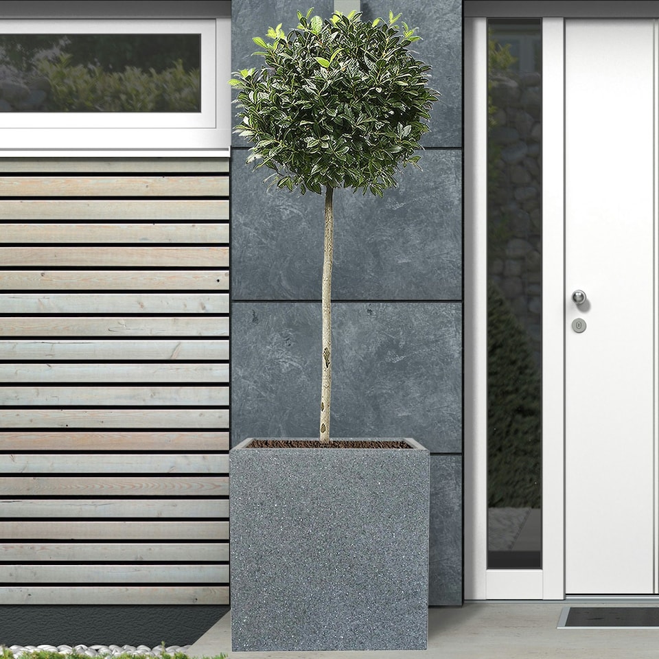 image 1 of Textured Concrete Effect Square Grey Outdoor Planter W49.5 H50.5 L49.5 cm, 123.7 ltrs Cap.
