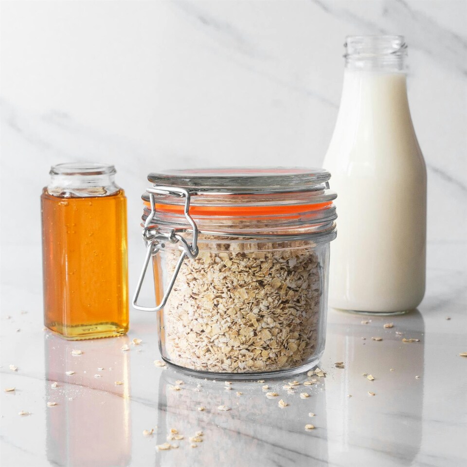 image 1 of Argon Tableware Glass Storage Jar - 350ml - Orange Seal