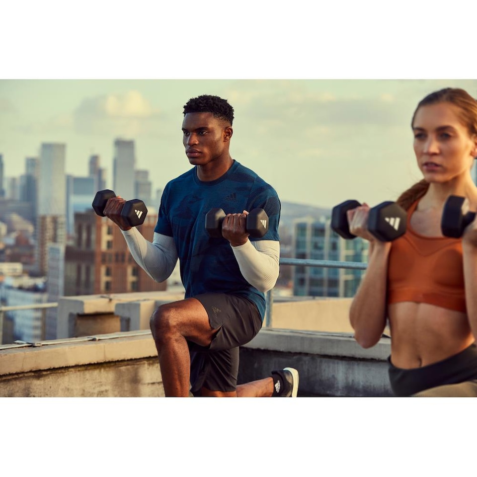 image 1 of Adidas 2kg Neoprene Dumbbell Pair, Hexagonal Non-Roll Design, Black | Black | BLACK | adult