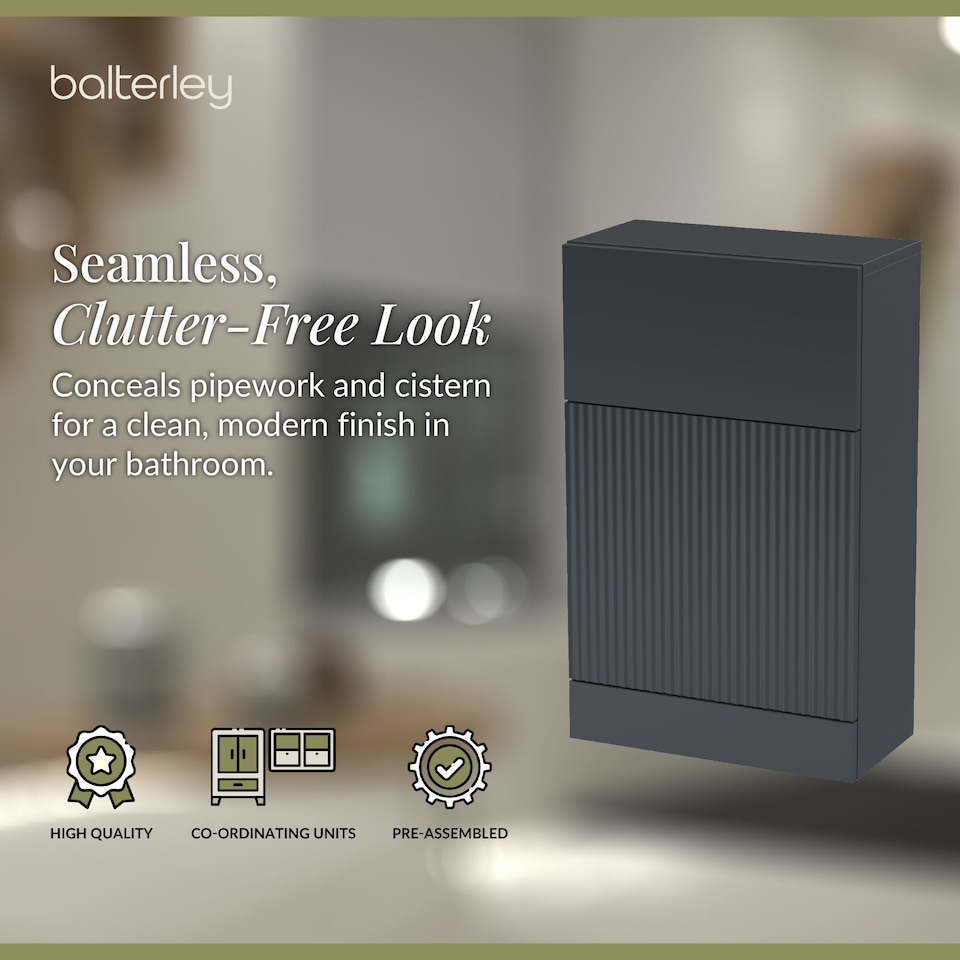 image 1 of Contemporary Fluted 500mm Floor Standing WC Unit, Dark Grey | Grey | Satin Soft Black | 253 x 500 x 810mm