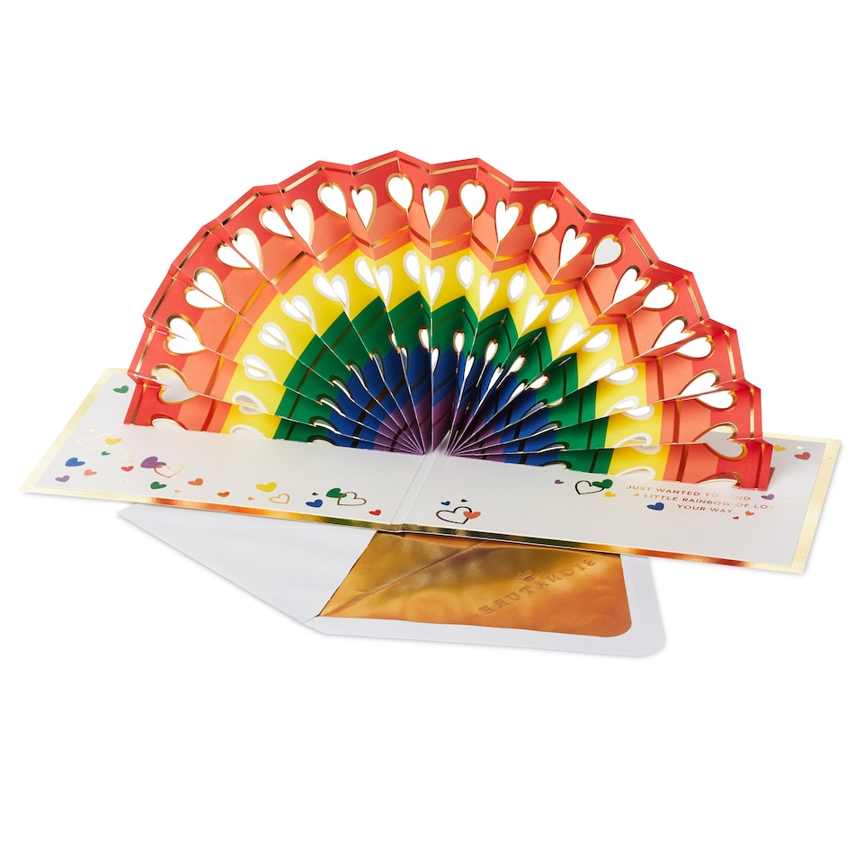 image 1 of Hallmark Greeting Card - 3D Pop-Up Rainbow And Hearts Design