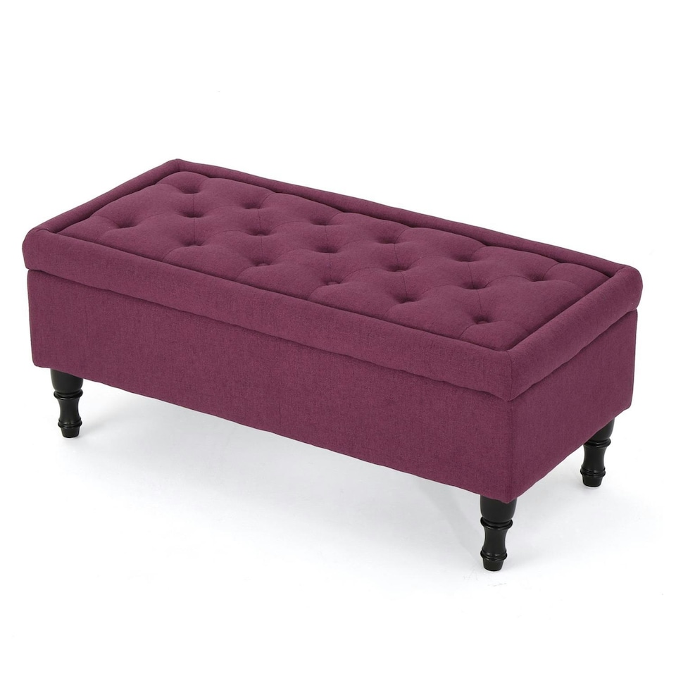 image 1 of Fuchsia Fabric Ottoman Storage Bench Pink