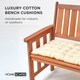image 2 of Homescapes Garden Bench Cushion Luxury 3 Seater 100% Cotton Indoor Outdoor Seat Pad Cream | 143 x 48 cm