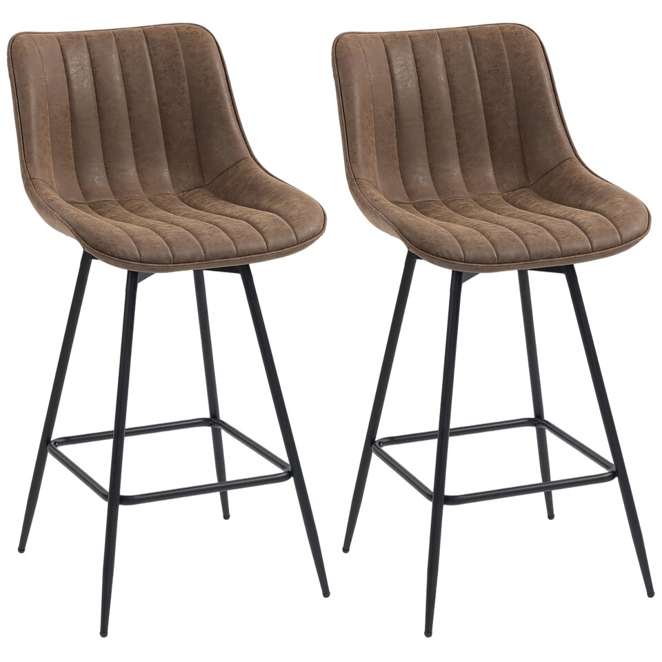 image 1 of HOMCOM Swivel Bar Stools Set of 2, PU Leather Upholstery