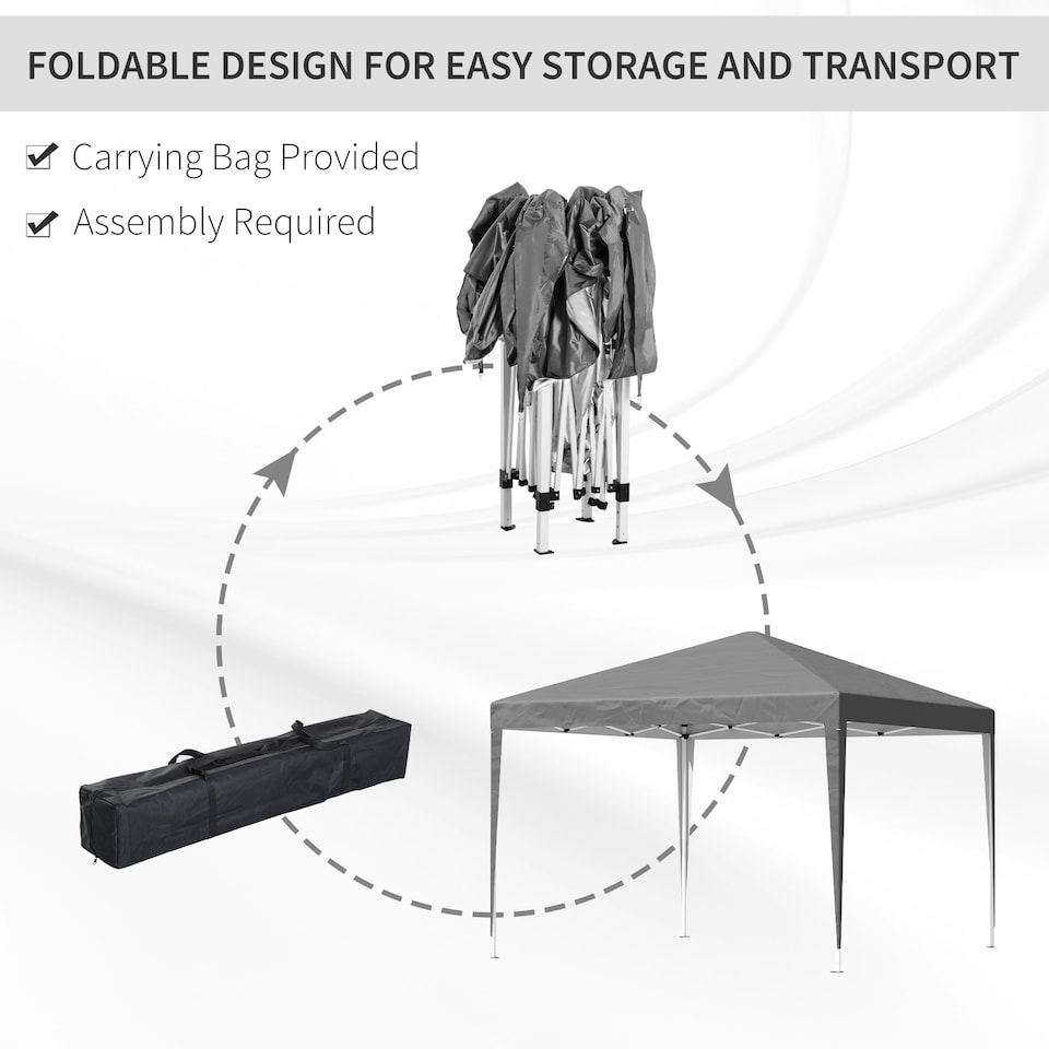 image 1 of Outsunny 3 x 3 m Garden Pop Up Gazebo Marquee Party Tent Wedding Canopy Grey