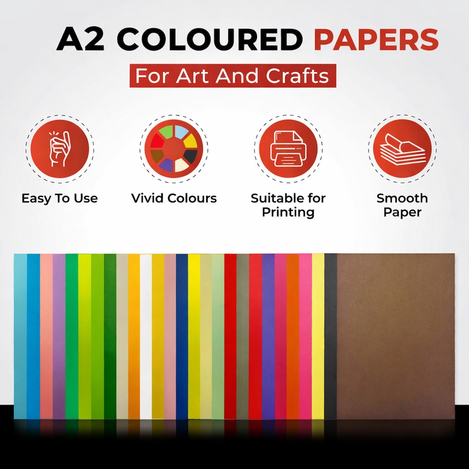 image 1 of Pack of 20 Sheets A2 Black Colored Craft Papers 230gsm