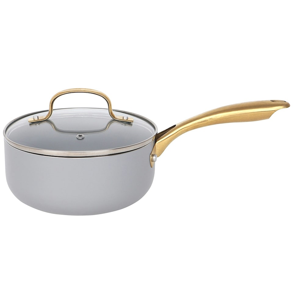 image 1 of Grey Gold Induction 10 Pc Cookware Set Non Stick Frying Pan Saucepan Cooking Pot