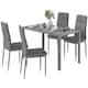 image 1 of HOMCOM 5-Piece Kitchen Dining Table Set with 4 Faux Leather Metal Frame Chairs Glass Tabletop Desk for Dining Room, Kitchen, Dinette, Grey