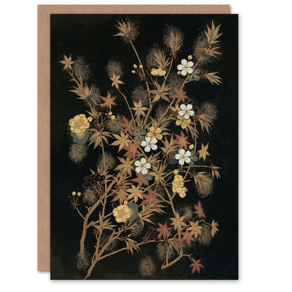 image 1 of G A Audsley Art Card Vintage Japanese Autumn Flowers
