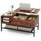 image 1 of COSTWAY Lift Top Coffee Table w/ Storage Shelf Coffee Brown