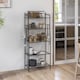 image 2 of HOMCOM 5-Tier Kitchen Storage Unit, Microwave Stand with 5 Mesh Open Shelves and 4 Hooks, Modern Coffee Bar Station with Steel Frame for Living Room, Black