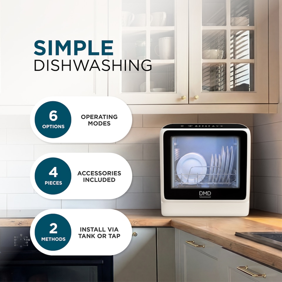 image 1 of Mini Countertop Dishwasher with 5L Tank & 6 Wash Programmes