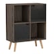 image 1 of Anthracite Oak 4-Cube Storage Unit with 2 Geo Doors and Legs | Black | Black & Beech | 1