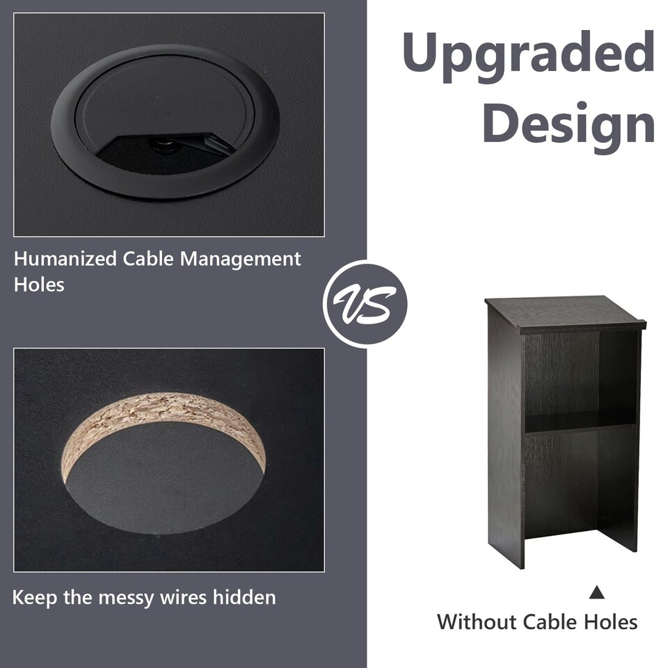 image 1 of COSTWAY Podium Stand Hostess Stand for Speakers with Storage Shelf Black