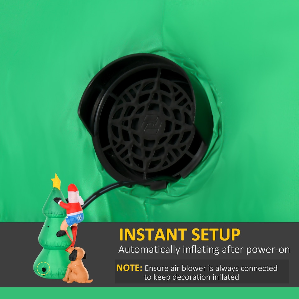 image 1 of HOMCOM 6ft Inflatable Christmas Tree, LED Lighted with Santa Claus Dog for Home Indoor Outdoor Garden Lawn Decoration Party Prop