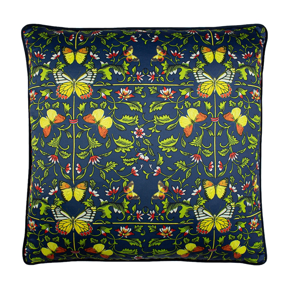 image 1 of Paoletti Botanical Cushion, Navy, 50 x 50cm