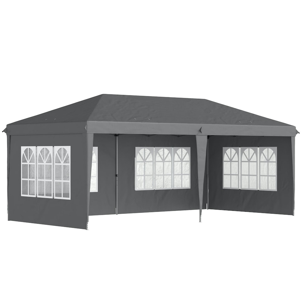 image 1 of Outsunny 3 x 6m Heavy Duty Gazebo Marquee Party Tent with Storage Bag Black