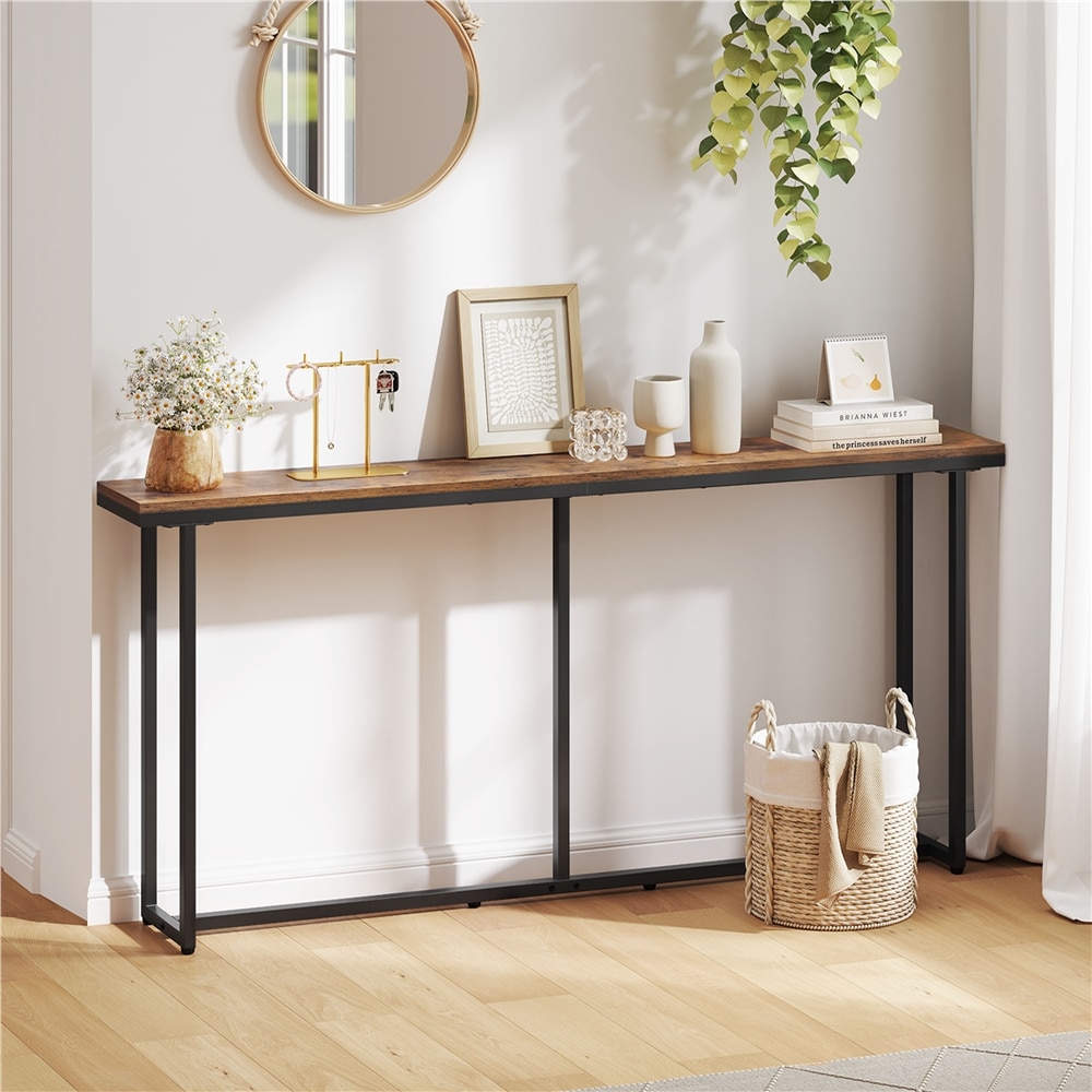 Yaheetech Extended Console Table-Rustic Brown | Brown