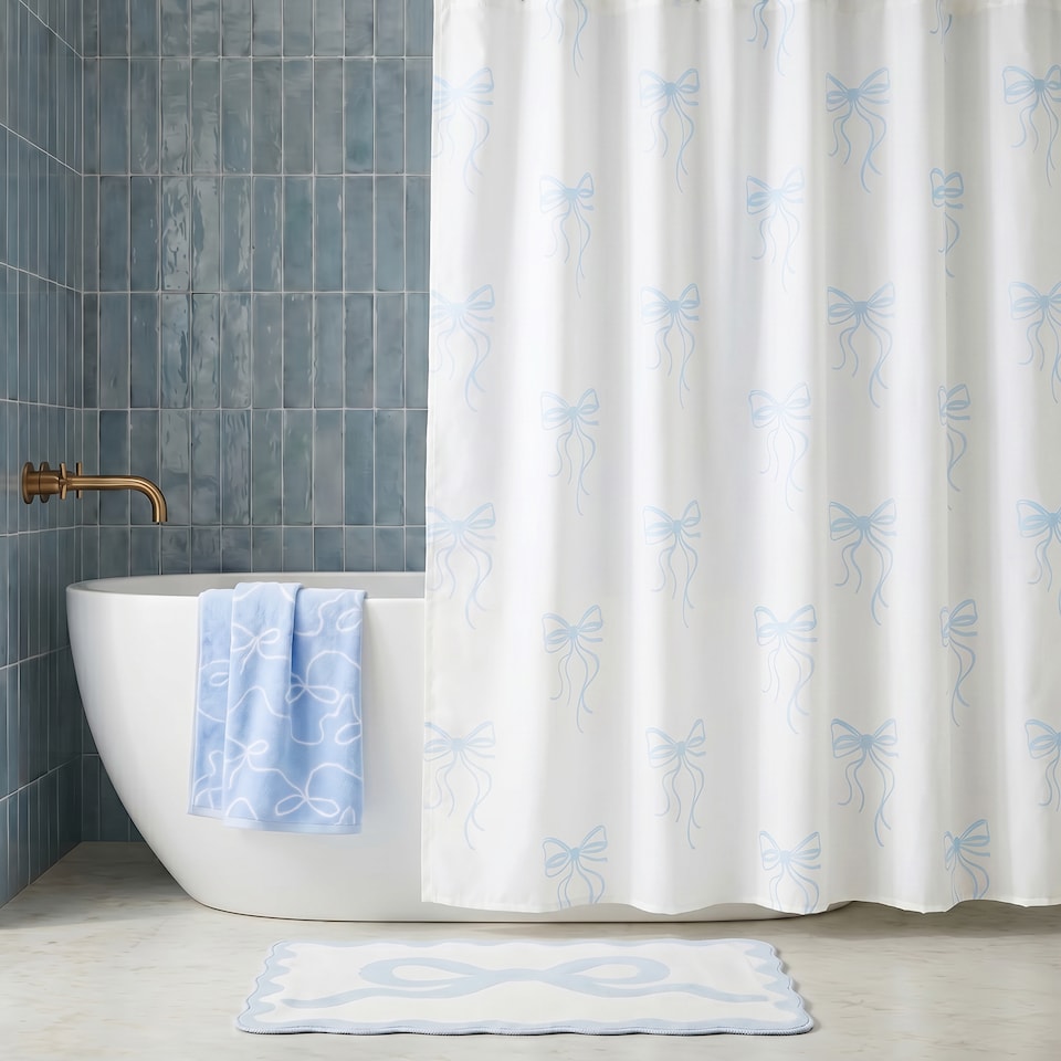 image 1 of OHS Bows Mould Proof Shower Curtain with 12 Hooks