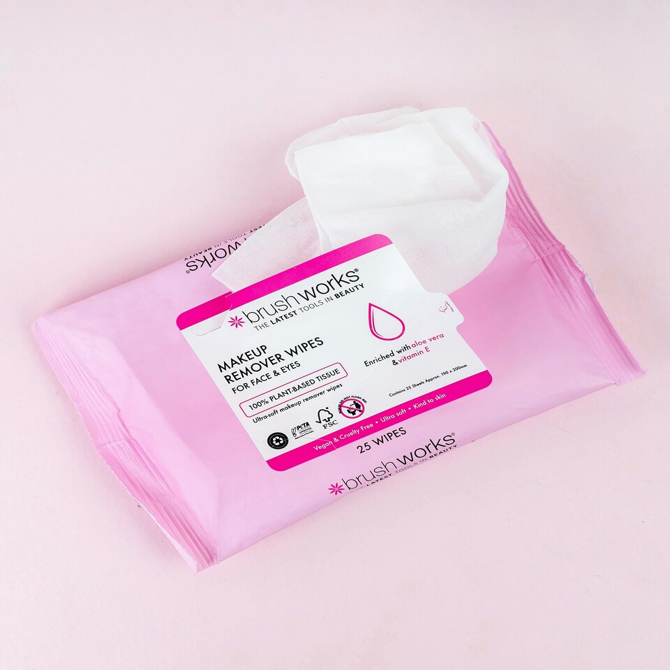 image 1 of Brushworks Makeup Remover Wipes - 25 Sheets
