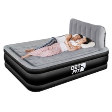 Get Fit Air Bed With Built In Electric Pump - Premium King Airbed - Quick Blow Up Bed With Headboard & Free Inflatable Pillow | Black | Black / Grey | 1