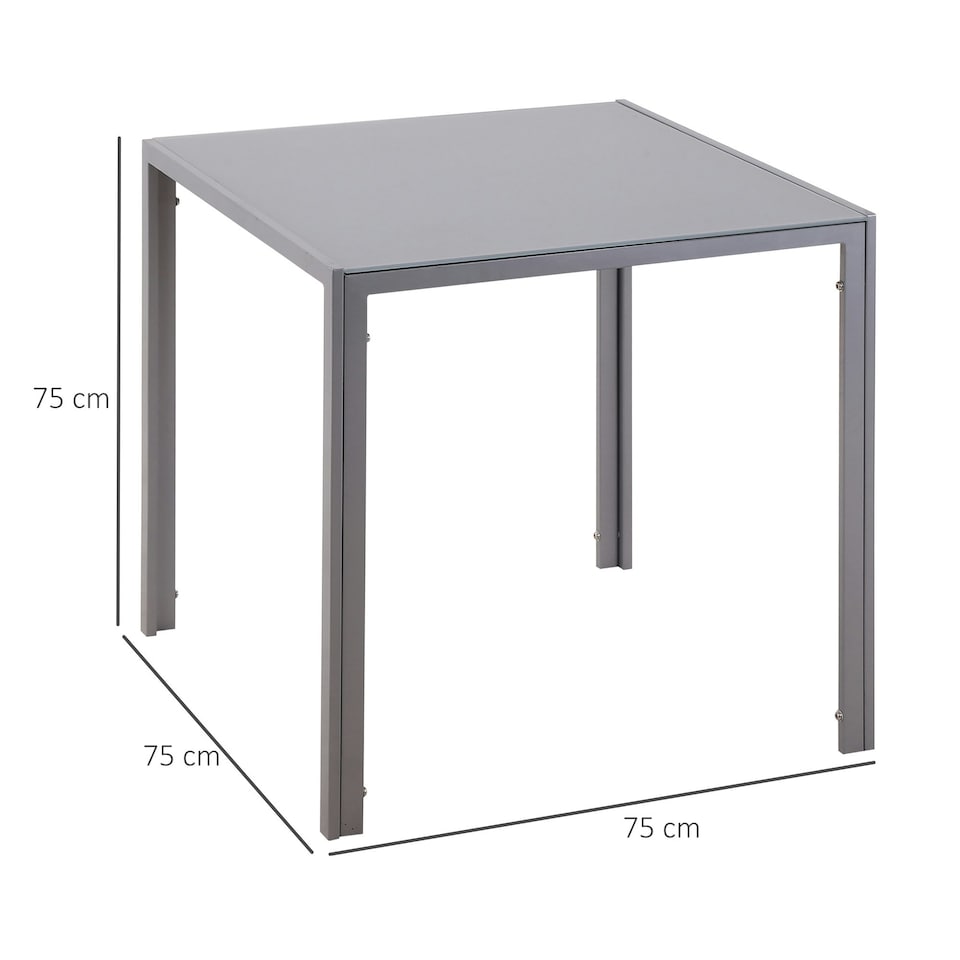 image 1 of HOMCOM Modern Square Dining Table with Tempered Glass Top Metal Legs for Kitchen