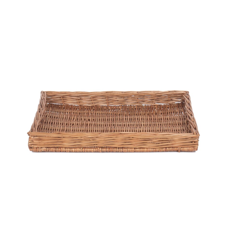 image 1 of Wicker Light Steamed Flat Serving Tray | Brown | Brown | One Size