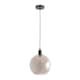 image 4 of ValueLights Bellamy Smoked Glass Globe Matte Black Single Ceiling Pendant Light Black