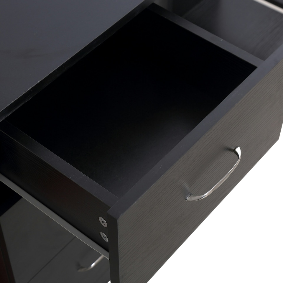image 1 of HOMCOM 120cm Computer Desk PC Table Workstation w/ 3 Shelf & Drawers Black