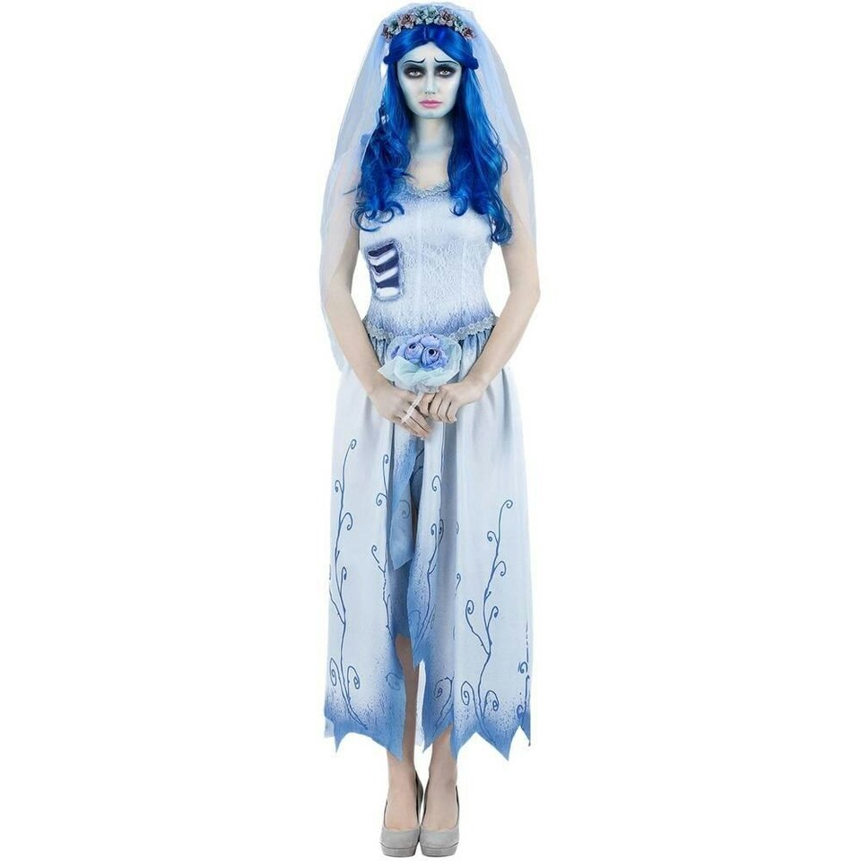 image 1 of Corpse Bride Womens/Ladies Emily Costume Set - White/Blue - M M