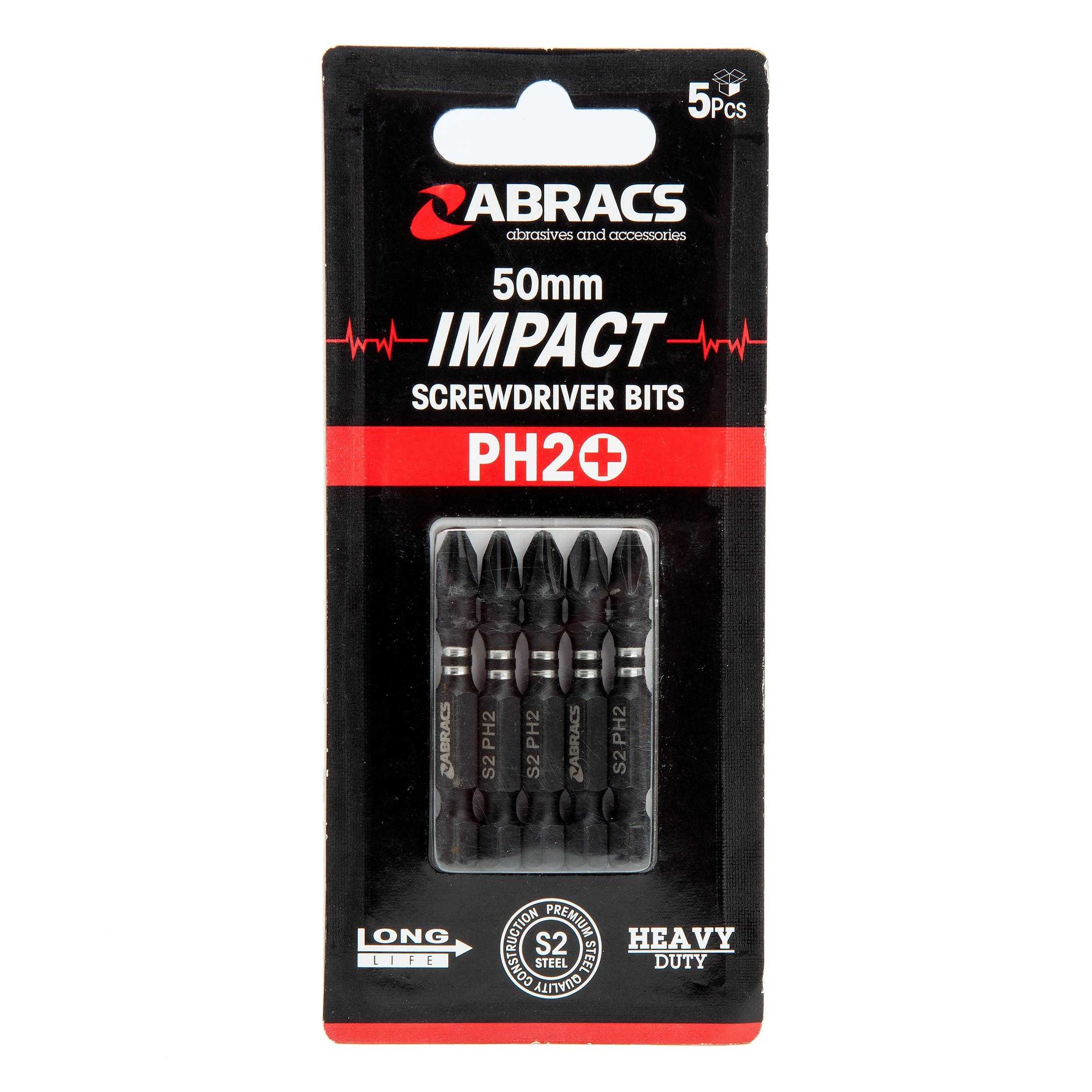 Abracs Expert PH2 Impact Screwdriver Bit (Pack of 5) Black Black One Size 1