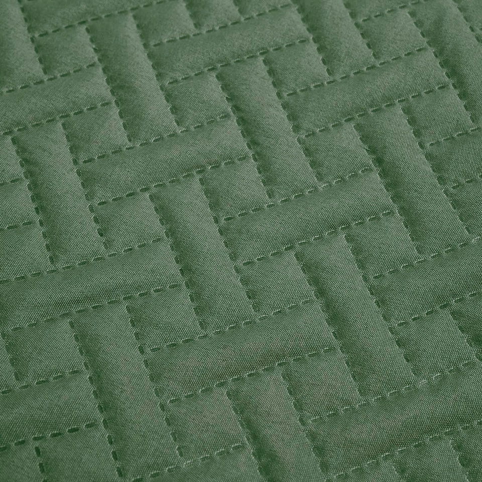 image 1 of OHS Geo Pinsonic Blanket Quilted Bedspread, 200x240cm - Forest Green