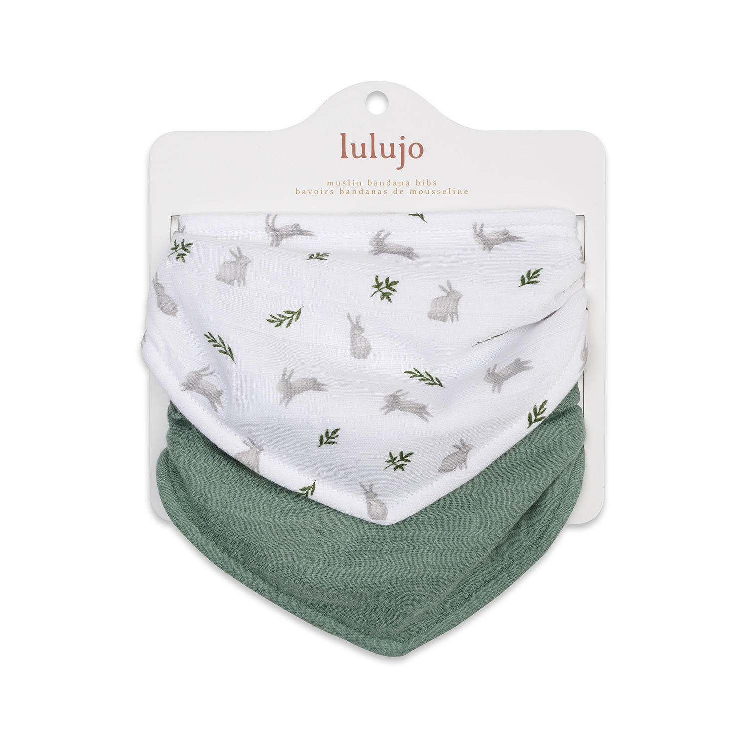 Lulujo 2-pack Bandana Bib - Bunnies & Fern