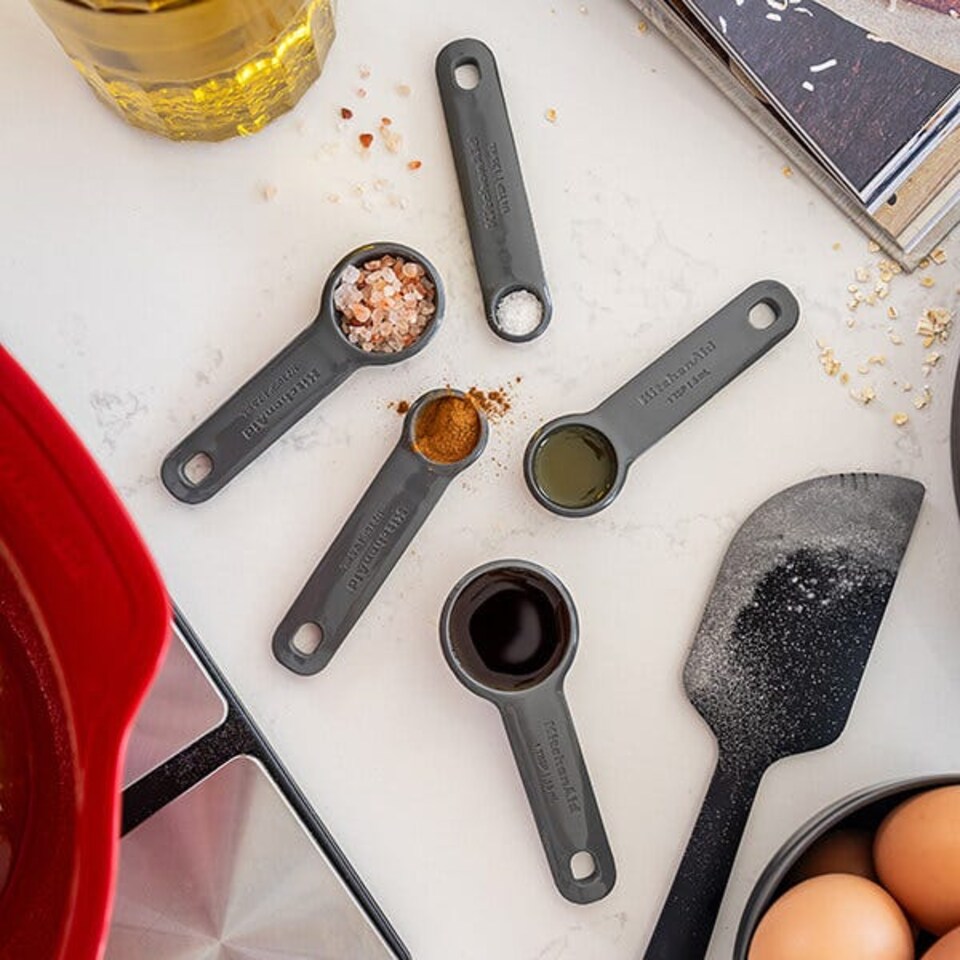 image 1 of KitchenAid 5 Piece Measuring Spoon Set Charcoal Grey