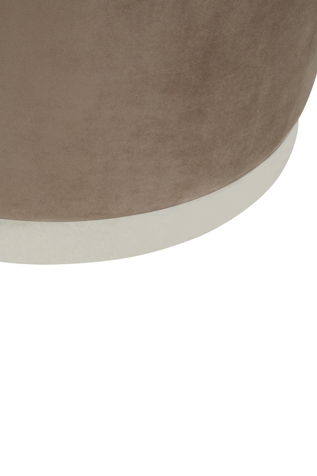 image 1 of Orsina Mink and Silver Round Footstool, Velvet Ottoman Footstool with Silver Base, Pouffe Footstool for Home