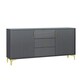 image 4 of Bold sideboard 140cm grey ribbed fronts gold accents Grey