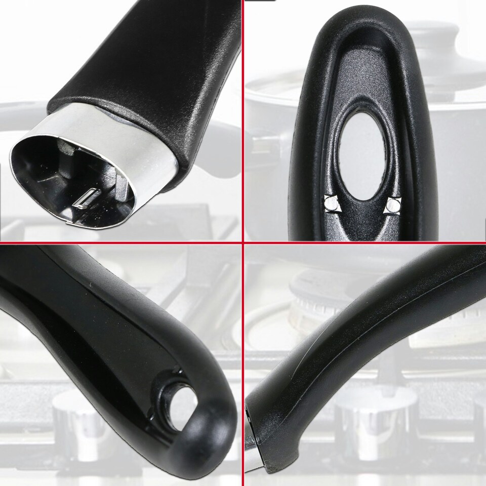 image 1 of SPARES2GO Frying Pan Handle Curved Black Bakelite Saucepan Pot Cookware Replacements (200mm, Pack of 2) Black
