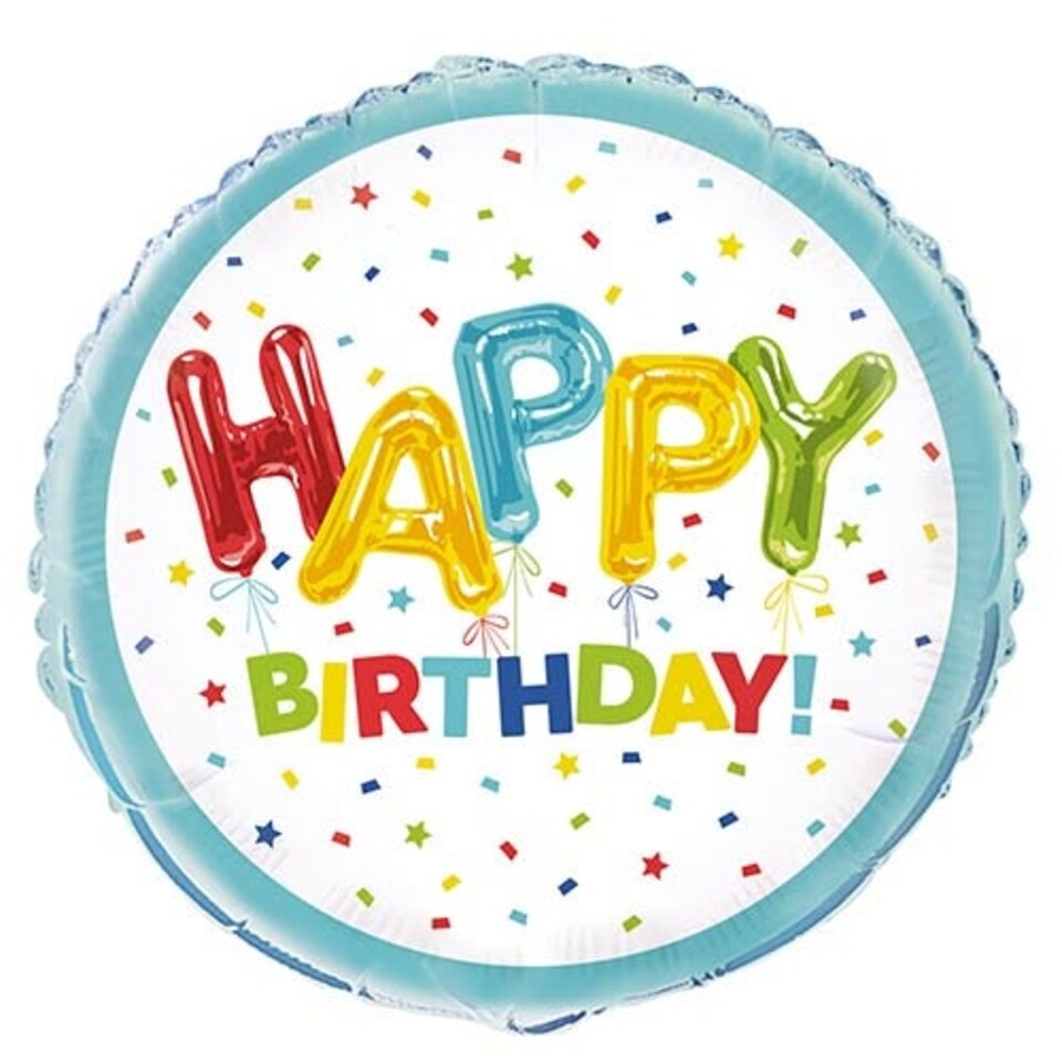 Happy Balloon Birthday Round Foil Helium Balloon 46cm / 18 in