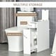 image 5 of HOMCOM Slim Floor Cabinet Narrow Wooden Storage with Drawers Bathroom White